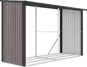 Scaffale per legna da ardere in acciaio zincato effetto legno - 7 m³ - 3,49 m³ - 302 x 119 x 190 cm - VARWOOD