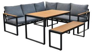 Gardissimo: salottino angolare da giardino in alluminio / set da pranzo "Tosca" effetto legno