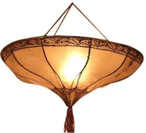 Lampada da soffitto in pelle Henna / Lampada da soffitto - Salem Naturale, bianco crema, pelle, ferro, 20*50*50 cm, Lampade da soffitto orientali