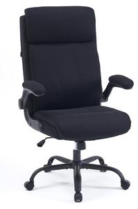 Sedia da ufficio ergonomica, rivestita in tessuto, con altezza regolabile, braccioli pieghevoli, colore nero