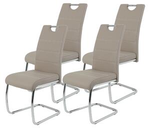 Hela Tische, set di 4 sedie per sala da pranzo a sbalzo Flora - rivestimento in Pelle finta beige - struttura in metallo a tubo tondo cromato - portata 120 kg - schienale con maniglia