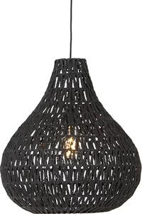QAZQA - Lampada a sospensione in stile retrò I Lampada a sospensione I Lampada a sospensione nera 45 cm - Lina Drop I Soggiorno I Camera da letto - Cavo rotondo - Compatibile con LED E27