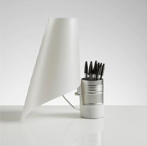 Lampada da Tavolo in polipropilene con portapenne NEVEA � 27xh57cm paralume bianco perla
