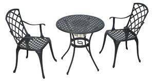 Set di mobili da giardino Merxx Rhodos 3 pezzi, 2 poltrone, 1 tavolo Ø 70 cm - alluminio pressofuso