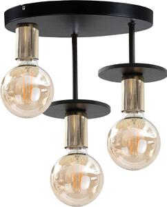 Lampada da soffitto in metallo E27 rotonda Ø 30 cm in oro nero a 3 luci retrò