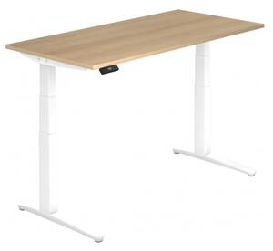 Scrivania Hammerbacher regolabile in altezza elettricamente, 160x80 cm, rovere/bianco