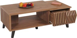 Tavolino da salotto MCW-M45, tavolino da salotto, tavolino da divano, design 3D con cassetti, 44x120x65 cm, marrone