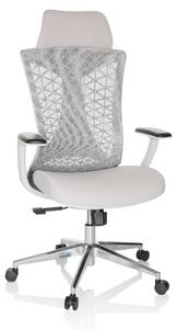 Hjh OFFICE Sedia professionale per ufficio FALEO W Sedia da scrivania ergonomica con braccioli in tessuto / mesh grigio Sedia girevole per ufficio, casa