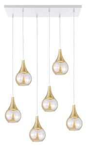 Lampadario a sospensione con filo LACRIMA HONEY 6xE27/60W/230V bianco/oro/fumé beige