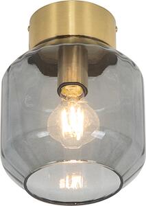 QAZQA - Plafoniera moderna I plafoniera I lampada I lampada in ottone con vetro fumé - Stiklo I soggiorno I camera da letto - rotonda - LED adatto E27