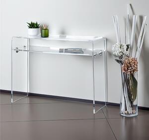 Consolle in metacrilato trasparente Spessore 1,5 cm ARMONIA QUATTRO 100x33xh 75 cm con mensola MADE IN ITALY