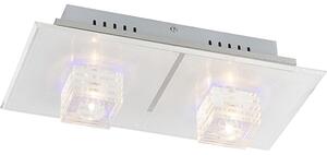 Plafoniera LED RGB, telecomando, cromo, vetro, L 40 cm