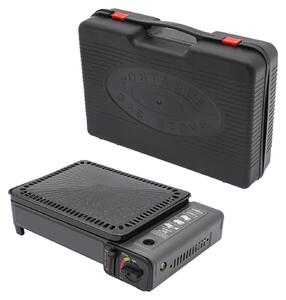 Griglia portatile a gas butano, con controllo della temperatura regolabile, design compatto, colore nero