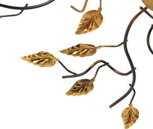 QAZQA - Classico I Antico Lampada da soffitto vintage nera con oro I Ottone 50 cm 3 luci - Foglie I Soggiorno I Camera da letto - Acciaio rotondo - Adatto a LED E14