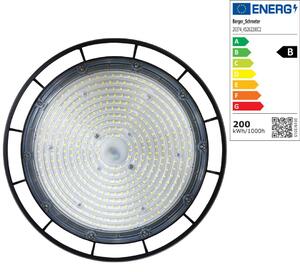 Berger & Schröter | Faretto LED UFO High Bay Light Faretto per capannoni 200 W, classe di efficienza energetica B, super luminoso 32000 lumen, lampada da soffitto 6500 K