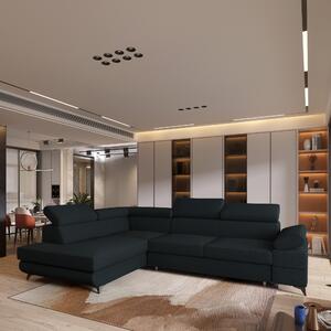 Divano angolare Masseno FAVIEN L-S con funzione letto a L, divano con box letto, divano da salotto, divano, divano, divano letto, set di divani - nero, QUELLE 100