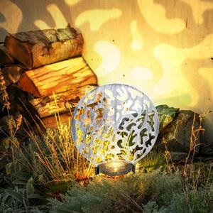 Lampada solare a LED, effetto luce, finitura argento anticato, altezza 41 cm