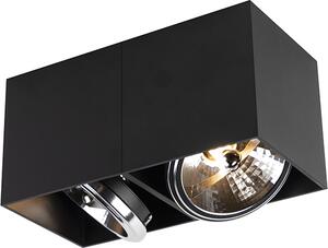 QAZQA - Design moderno Spot I Faretto I Faretto da soffitto I Faretto da soffitto I Faretto I Lampada I Apparecchio nero rettangolare a 2 luci - Box I Soggiorno I Camera da letto - Alluminio Rettangolare - LED ge