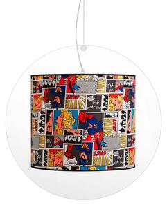 Lampadario a sospensione SIMONETTA in cristallo acrilico Diametro 60xh55 cm paralume realizzato in ?lo metallico rivestito di tessuto in cotone colore Fumetti