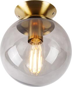 QAZQA - Lampada da soffitto Art Déco in ottone con vetro fumé - Pallon I Soggiorno I Camera da letto - Sfera I Sferica - Compatibile con LED E27