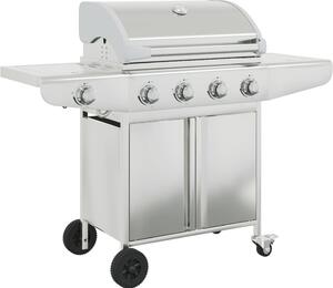 VidaXL Barbecue a gas a 5 fiamme in acciaio inox argento
