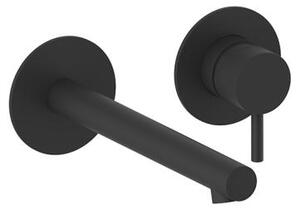 Herzbach SIRO BLACK, miscelatore monocomando da parete per lavabo, set di colori, 210 mm, nero opaco
