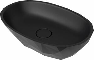 Lavabo da appoggio SAT Meda 56 x 37 cm senza foro per rubinetto e troppopieno, nero