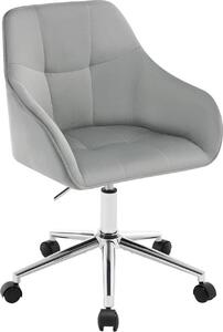 Sgabello da ufficio WOLTU Sedia da ufficio domestico, sedia da trucco, regolabile in altezza, con braccioli Seduta in velluto: grigio chiaro Colore: grigio chiaro