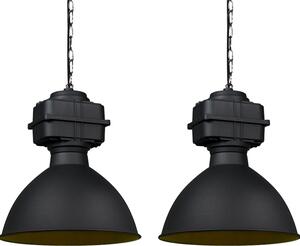 QAZQA - Industria I Vintage I Set di 2 luci lampada a sospensione industriale I lampada a sospensione I luci a sospensione piccole nero opaco - Sicko I soggiorno I camera da letto - acciaio rotondo - LED adatto E27