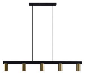Lindby Baliko, lampada a sospensione, nero/ottone, 5 attacchi, GU10