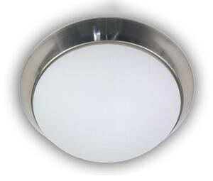 Lampada da soffitto, rotonda Ø 25 cm, vetro opalino, elegante anello decorativo in nichel opaco Lampada da ufficio