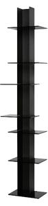 Libreria da Parete verticale Fissaggio a parete ELIB 39x23xh 170 cm con struttura in metallo verniciato NERO ripiani in metacrilato neri