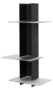 Libreria da parete ELIB3 18x18xh72 cm Struttura in metallo verniciato Nero ripiani metacrilato bianco satinato
