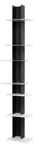 Libreria da Parete verticale Fissaggio a parete ELIB 39x23xh 170 cm con struttura in metallo verniciato NERO ripiani in metacrilato bianco