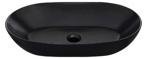 SCHÖNER WOHNEN collezione SATI lavabo ovale con sfioratore, Vetroceramica, nero opaco, 60 x 42 x 14,5 cm, adatto come lavabo da appoggio