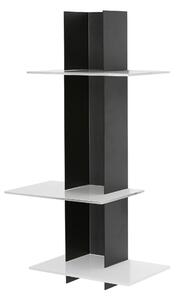 Libreria da parete ELIB3 18x18xh72 cm Struttura in metallo verniciato Nero ripiani metacrilato bianco
