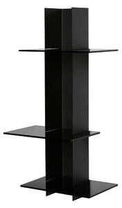 Libreria da parete ELIB3 18x18xh72 cm Struttura in metallo verniciato Nero ripiani metacrilato nero