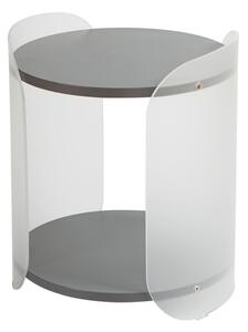 Tavolinetto , comodino in metacrilato Satinato ALVIN 41x41xh49 cm con ripiano in legno nobilitato particolari in acciaio Grigio pietra