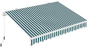 Outsunny Tenda da Sole a Bracci Avvolgibile, Tenda parasole a Manovella in Metallo e Alluminio, 4x2.5m, Verde e Bianco | Aosom Italy