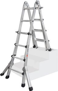 Scala telescopica Iller, accessibile da entrambi i lati con braccio triangolare, 4x6 pioli e 7,10 m AH