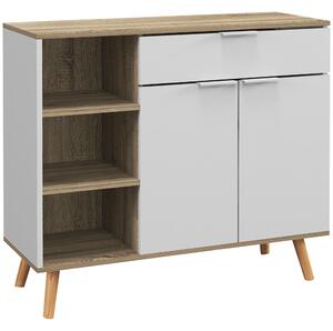 HOMCOM Mobile Multiuso Salvaspazio con 3 Ripiani Aperti, Armadietto e Cassetto, in Truciolato, 95x35x85 cm|Aosom