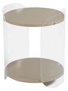 Tavolinetto , comodino in metacrilato Trasparente ALVIN 41x41xh49 cm con ripiano in legno nobilitato particolari in acciaio Grigio cera