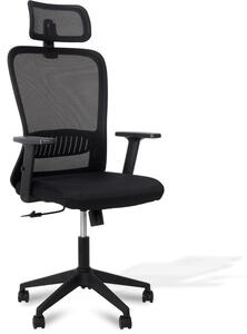 Sedia da ufficio ergonomica, completamente regolabile, colore nero, portata massima 140 kg