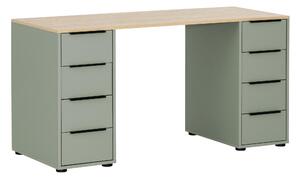 MÖBELPARTNER Scrivania Elma verde pastello, rovere rettangolare, struttura con fianchi verde 129,5 x 80,0 cm