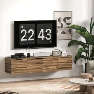 HOMCOM Mobile Porta TV Sospeso fino 65" con 3 Armadietti in Stile Industriale, Marrone Rustico | Aosom Italy