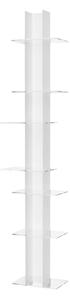 Libreria da Parete verticale Fissaggio a parete ELIB7 39x23xh 170 cm con struttura in metallo verniciato bianco ripiani in metacrilato trasparente
