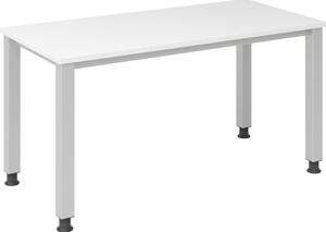 Scrivania rotonda a 4 gambe 140x67cm bianco/argento