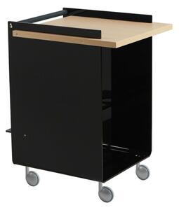 Carrello Cucina Portavivande Struttura in Metacrilato NERO 63x50xh80 cm AMBROGIO ruote anti graffio con ripiani in legno di acero, Acero Mondial