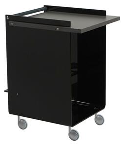 Carrello Cucina Portavivande in Struttura in Metacrilato NERO 63x50xh80 cm AMBROGIO ruote anti graffio con ripiani in legno di acero, Grigio Pietra