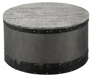 MASSIVMOEBEL24 | tavolino da salotto in legno di Mango 78x78x43 grigio scuro laccato HEAVY INDUSTRY #163